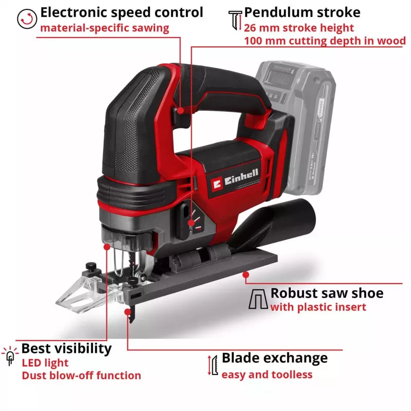 Stichsäge EINHELL TE-JS 18/100 Li Solo — kabellos 18V, Modell TE-JS 18/100 Li Solo
