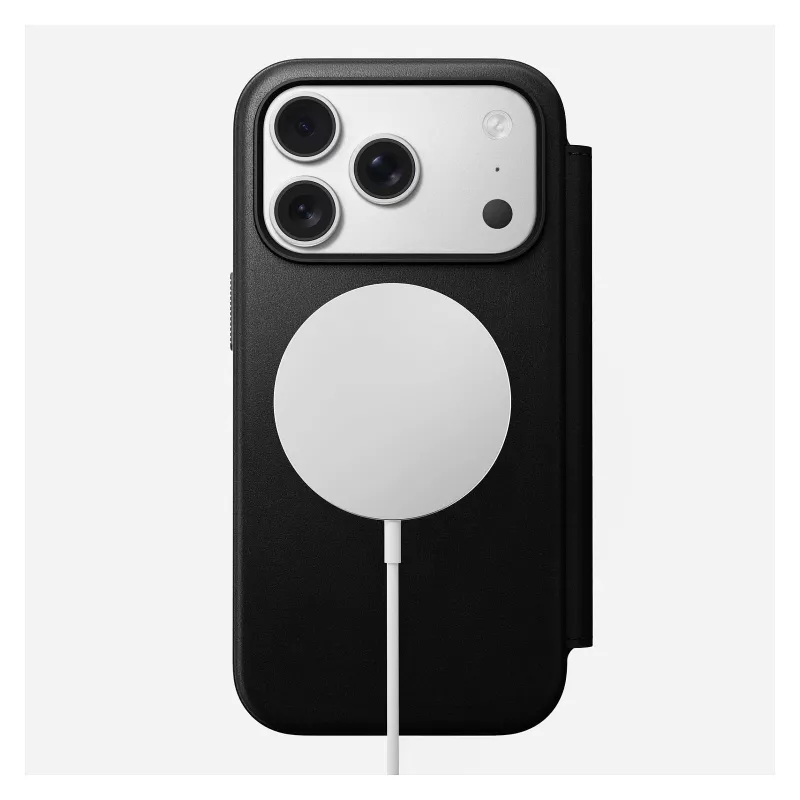 Handyhülle aus Leder Nomad Modern Leather Folio Cover für iPhone 17 Pro, 16 cm (6,3 Zoll), schwarz, 4 Kartenfächer