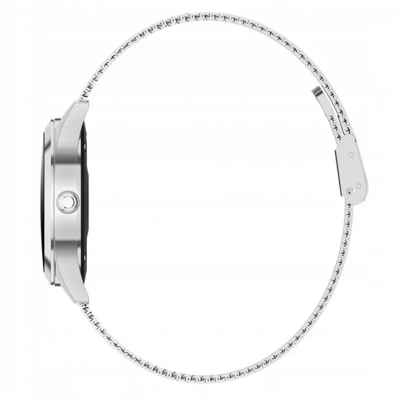 Smartwatch ORO-MED ORO-SMART CRYSTAL SILVER — rundes Metallgehäuse, LCD 240 × 198, 1,04 Zoll Display, Bluetooth 4.0, wasserdicht, 120 mAh Batterie
