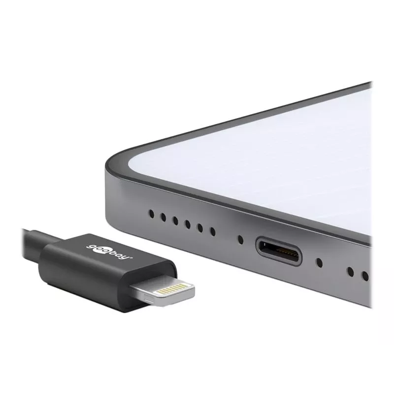 Goobay USB-C™ Lade- und Synchronisationskabel, 1 m, Schwarz - MFi-Kabel für Apple iPhone/iPad Schwarz (39445)