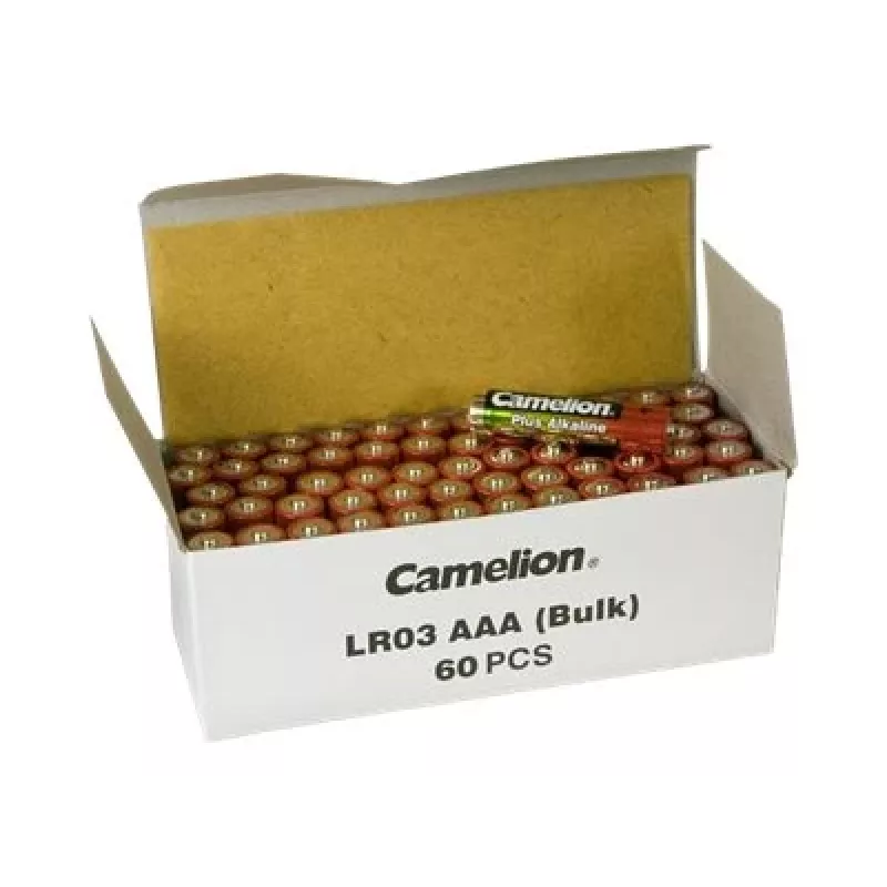 Alkaline-Batterien CAMELION AAA (LR03) 60 Stück — Pack für Geräte mit hohem Stromverbrauch