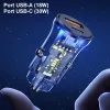 Autoladegerät usams CC164CC01 30W mit 1×USB-A und 1×USB-C für schnelles Laden