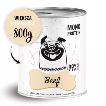 Nassfutter für Hunde PAKA ZWIERZAKA Pepe Beef 800 g — Alleinfuttermittel für ausgewachsene Hunde, Rind, 86 % Feuchtigkeit