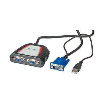 Tragbarer VGA-Videosplitter, 2x, 250 MHz, VGA, 2x VGA, grau, 250 MHz, 0,65 m, 1920 x 1440
