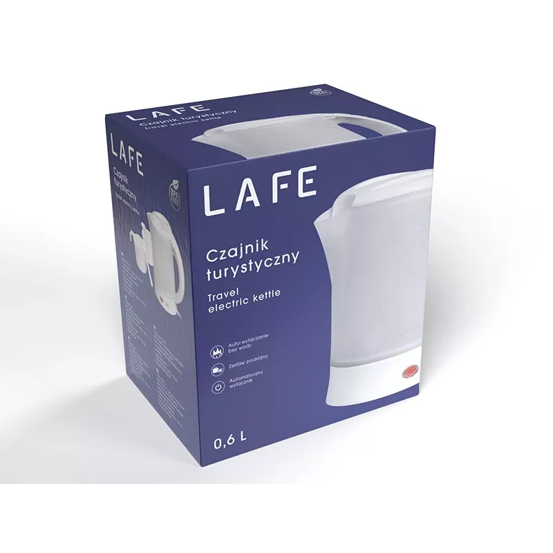 Elektrischer Wasserkocher LAFE LAFCZA45865, Edelstahl, 0,6 L, 600 W, hellgrau, klappbarer Verriegelungsdeckel