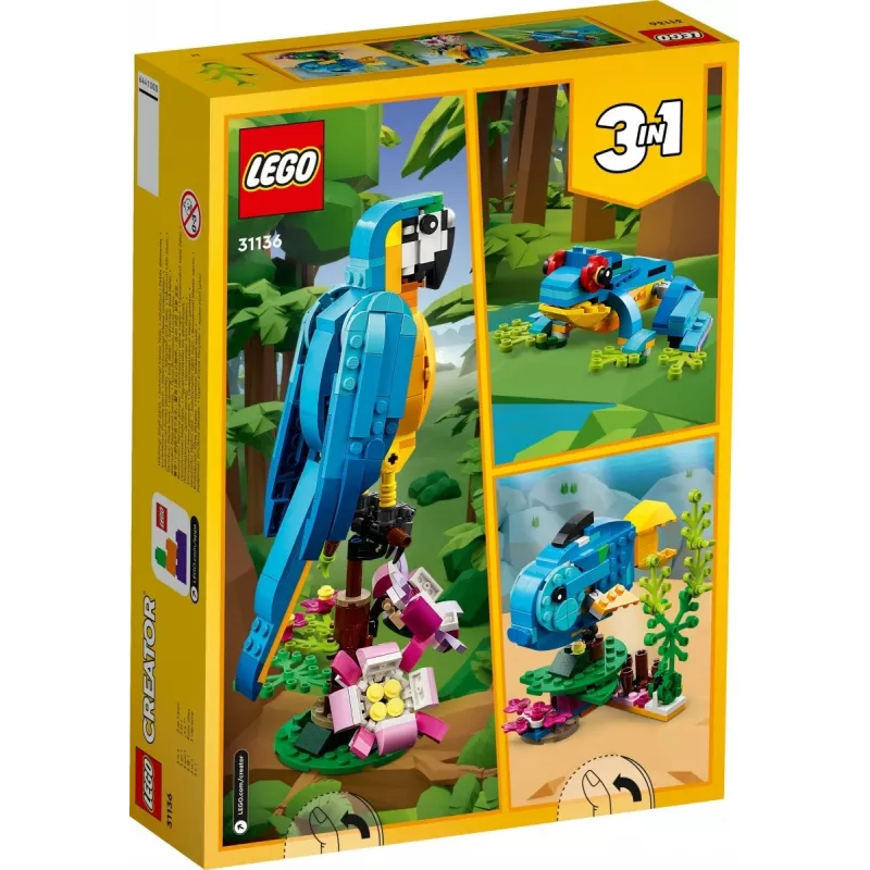 LEGO Bauset Exotischer Papagei 31136 — Creator Display-Modell, 253 Teile, 220×120×110 mm