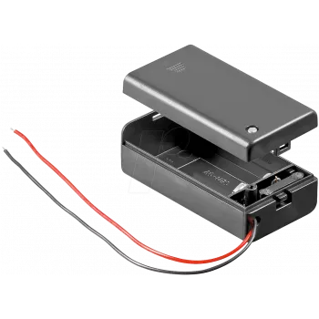 Wentronic Goobay 1x 9V Block Batteriehalter, Schwarz - lose Kabelenden, wasserabweisend (48171)