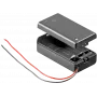 Wentronic Goobay 1x 9V Block Batteriehalter, Schwarz - lose Kabelenden, wasserabweisend (48171)
