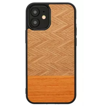 Handyhülle Man and Wood für iPhone 12 mini, Fischgrät arancia schwarz
