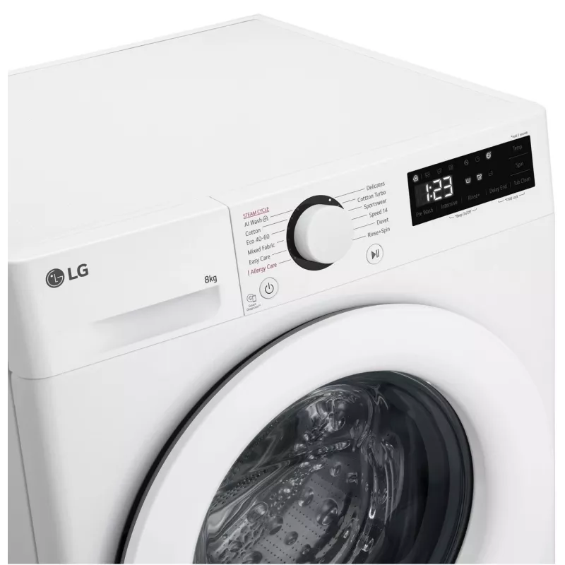 LG | Waschmaschine | F2WR508SWW | Energieeffizienzklasse A-10% | Frontlader | Waschkapazität 8 kg | 1200 U/min | Tiefe 47,5 cm | Breite 60 cm | Display | LED | Dampffunktion
