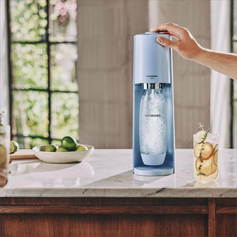 SodaStream Soda Maker Terra hellblau QC mit CO2 & 1L PET-Flasche