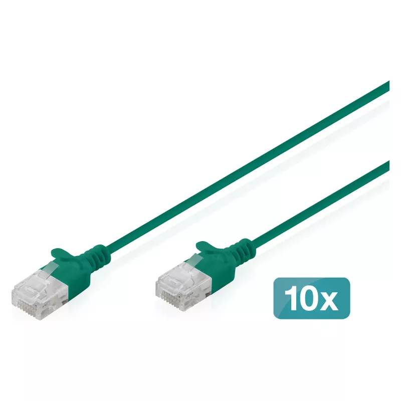 Patchkabel DIGITUS CAT6 U-UTP schlank, 0,5 m, grün, Menge pro Packung 10