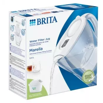 Wasserfilterkanne BRITA Marella mit Maxtra Pro Kartusche, 2,4 L Wassertank, weiß, ergonomischer Griff