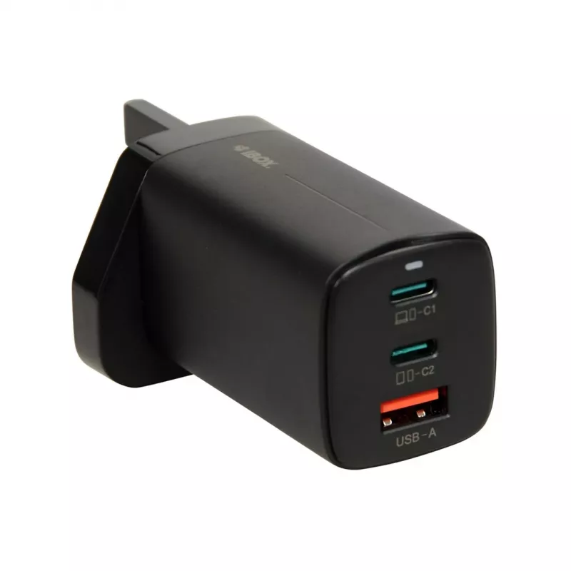 iBOX C-65 Schwarz, universelles GaN-65-W-Ladegerät mit UK-Stecker