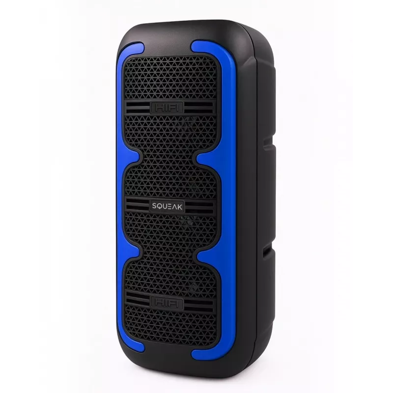 Tragbarer Stereo-Lautsprecher SQUEAK SQ1009 – Bluetooth 5.3, 45 W RMS, 10 h Akkulaufzeit, FM, USB, AUX, LED, 1800 mAh, Schwarz