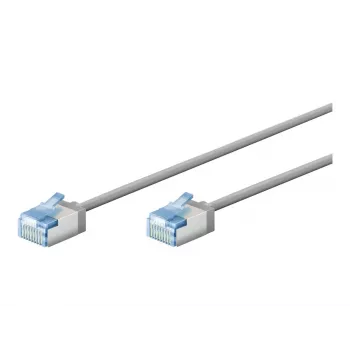 Goobay Ultra-Flexibles CAT 6A Patchkabel slim U/FTP Grau - extra-kurzer Stecker (74304)