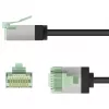 Goobay Ultra-Flexibles CAT 8.1 Patchkabel schlank U/FTP schwarz - extra-kurzer Stecker 99,9% (74354)