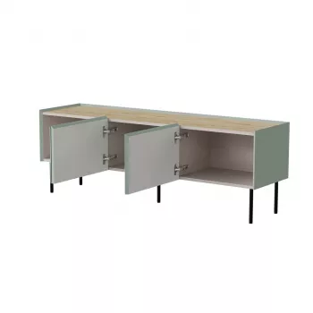 Cama FELLINI TV-Schrank 150x40x52 olivgrün + geölte Eichenplatte