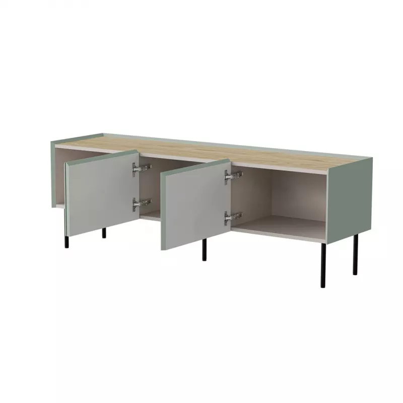 Cama FELLINI TV-Schrank 150x40x52 olivgrün + geölte Eichenplatte