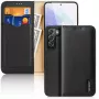 Dux Ducis Hivo Ledertasche mit Klappe, Naturleder-Brieftasche für Karten und Dokumente, Samsung Galaxy S22+ (S22 Plus), Schwarz