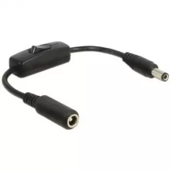 Kabel DeLOCK 0,2m 2x DC 5,5x2,5mm Schwarz