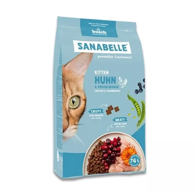 Trockenfutter für Katzen Bosch Sanabelle Life Kitten — Huhn & Cranberries, 8 kg, Alleinfutter für Jungkatzen, 34% Protein, 21% Fett