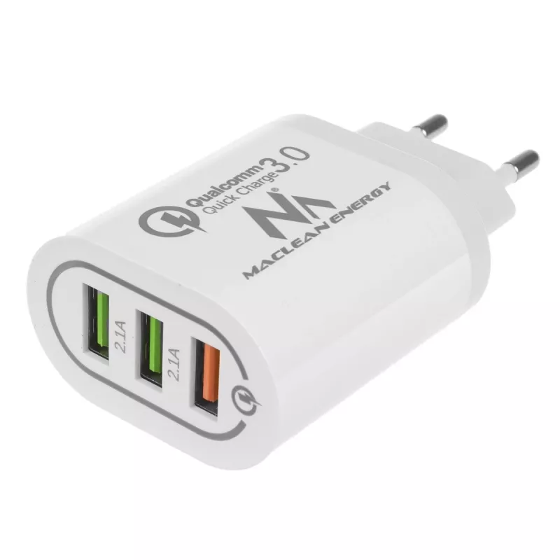 Wandladegerät MACLEAN MCE479W — 3-Port USB-Schnellladegerät, 18W Gesamtleistung