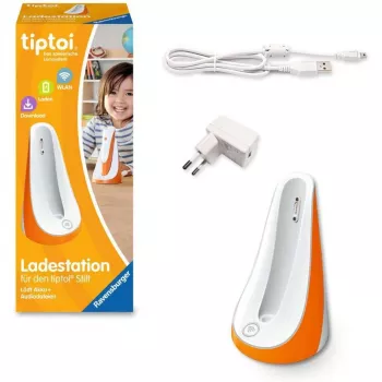 tiptoi Ladestation Ravensburger 00111 Innenraum-Ladestation für Stylus Pen Orange Weiß