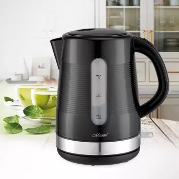 Wasserkocher Maestro 1,7 L 2200 W Schwarz — Kunststoffgehäuse, Tastendeckel, ergonomischer Griff