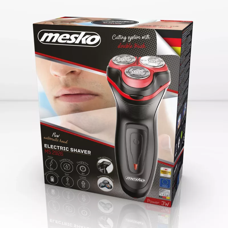 Mesko MS 2926 Herrenrasierer Rotationsrasierer Trimmer Schwarz, Rot