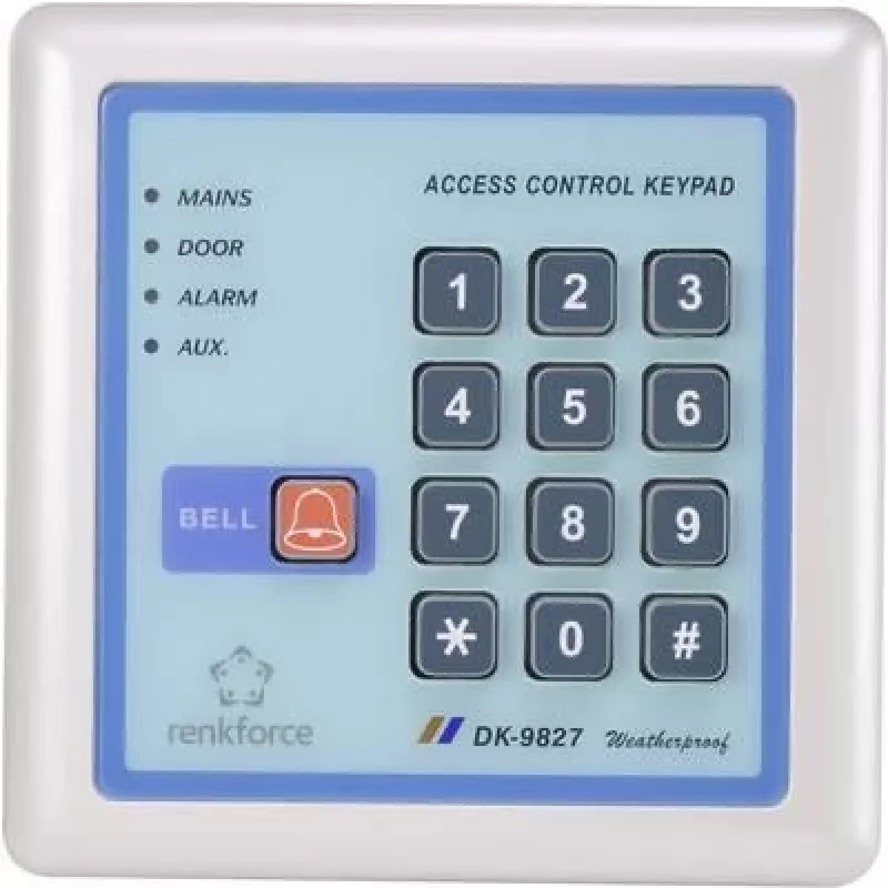 Elektronisches Codeschloss Renkforce 1582598 12V IP65 mit beleuchtetem Tastenfeld, wetterfeste Zutrittskontrolle