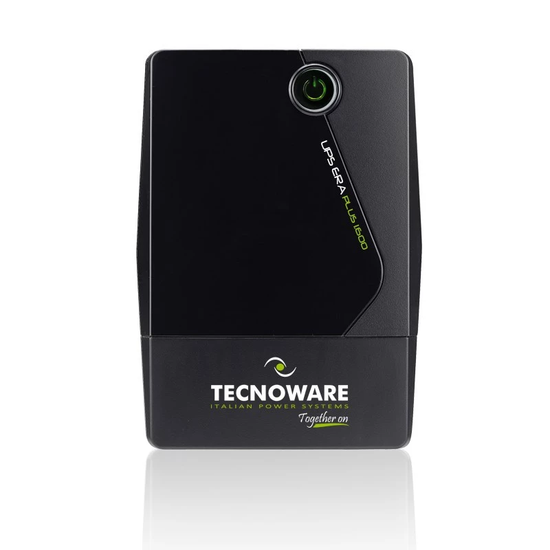 Unterbrechungsfreie Stromversorgung TECNOWARE Era Plus 1600 — Line-Interactive USV 1,6 kVA / 1120 W, 2 AC-Ausgänge, USB Typ-B, schwarz