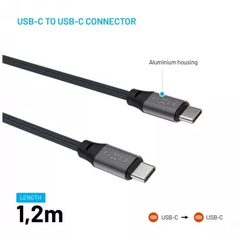 USB-C auf USB-C Magnetisches Geflochtenes Kabel FIXED FIXDBM-CC12-GR, USB 2.0, 1,2 m, grau