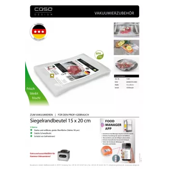 Caso | Siegelrandbeutel | 01283 | 100 Beutel | Maße (B x L) 15 x 20 cm