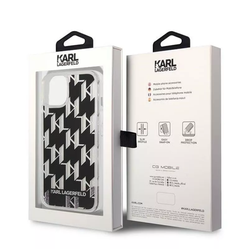 Karl Lagerfeld KLHCP14MLMNMK iPhone 14 Plus 6.7 Hartschale schwarz / schwarz Liquid Glitter Monogram