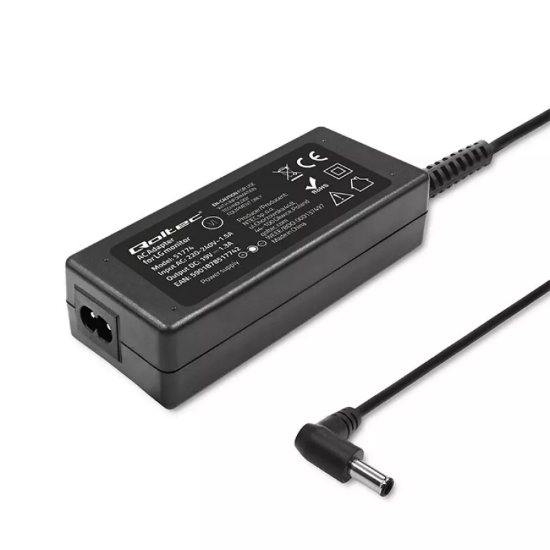Qoltec 51774 Netzteil für LG Monitor 25W | 1,3A | 19V | 6,5 * 4,4 + Netzkabel
