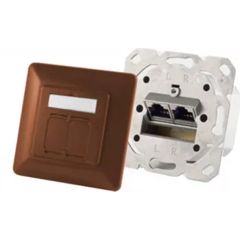 Netzwerkdose 2× RJ-45 ShiverPeaks 74280-BR — Cat6a, 500 MHz, braunes Metallgehäuse