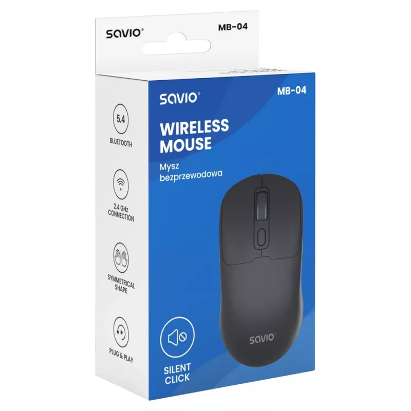 Savio MB-04 Maus Universal Beidhändig Bluetooth IR LED 1600 DPI