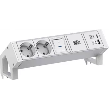 Bachmann DESK2 ALU Weiß 937.4042xCEE7/3 1x switch 1xUSB A/C 22W 0 2m