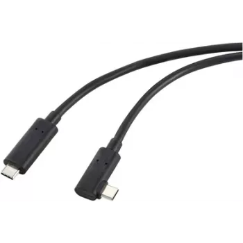 Renkforce Glasfaser USB-C®-Displaykabel USB 3.2 Gen2 USB-C®-Stecker einseitig abgewinkelt 10,00 m Schwarz RF-5625884 (RF-5625884)