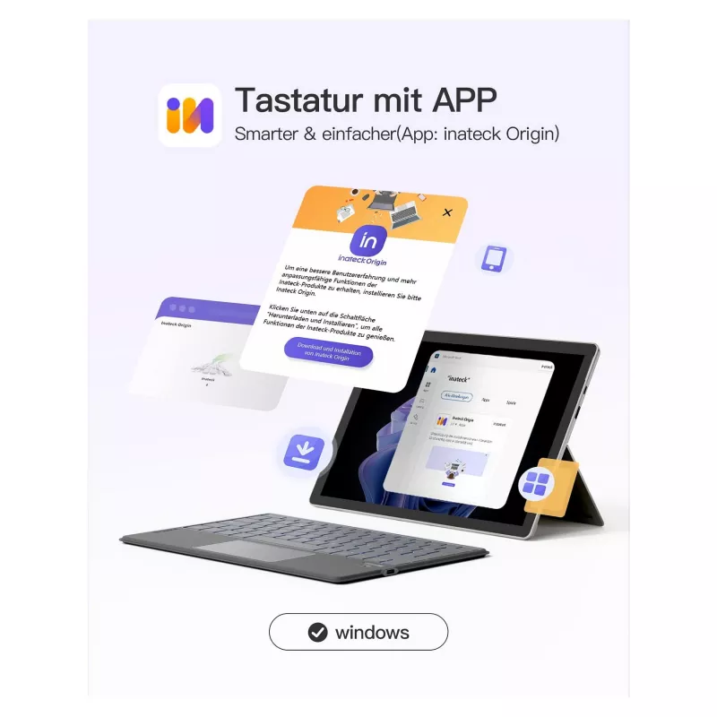 inateck Tastatur Surface grau, Sureface GO 1-4 Com. QWERTZ