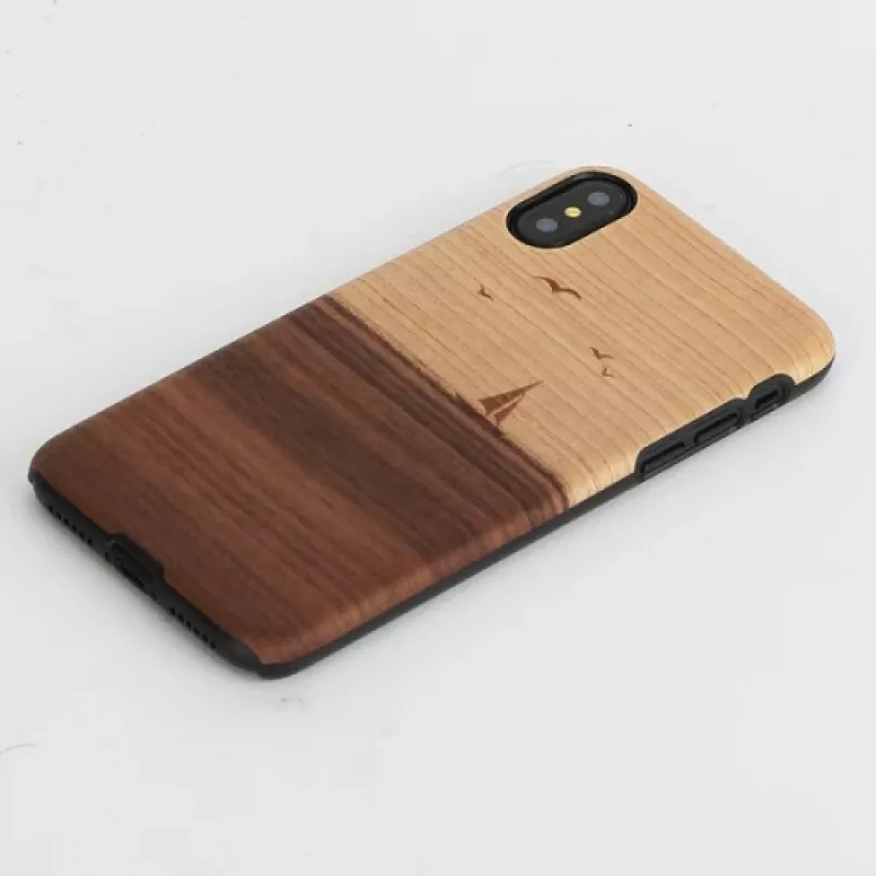 Smartphone-Hülle man and wood für iPhone X/XS – Modell mare, schwarz
