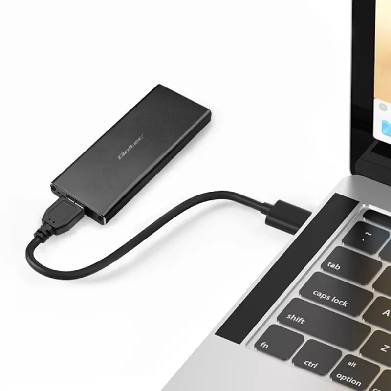 M.2 SATA SSD-Gehäuse QOLTEC 51854 USB 3.0 werkzeuglos