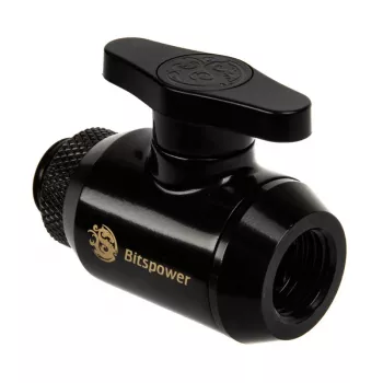 Bitspower Absperrhahn 1x F 1/4 Zoll & 1x G1/4 Zoll Außengewinde, drehbar – matt schwarz