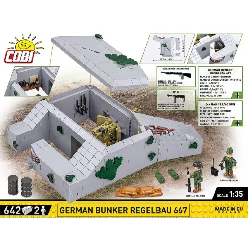 Konstruktionsset Cobi Deutscher Bunker Regelbau 667/642 Modell COBI-3136 – detailliertes Bausteinset