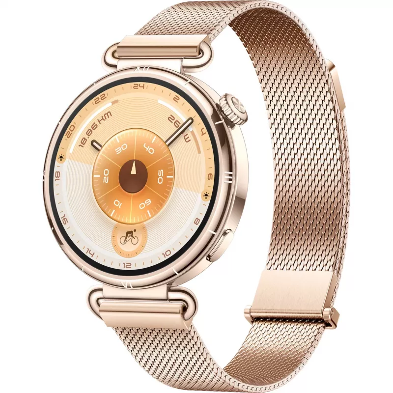 Smartwatch HUAWEI WATCH GT6 1,32 Zoll AMOLED, 41 mm, Edelstahl, Gold, Milanese-Armband, IP69, 14-Tage-Batterie
