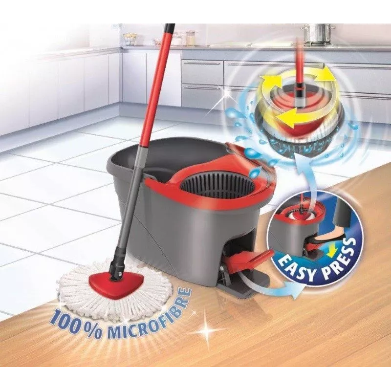 Mop Vileda Easy Wring & Clean Fiber Grau Rot