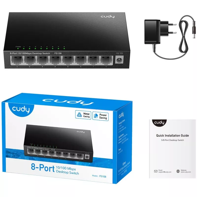 Unmanaged Switch Cudy FS108 8 Ports Fast Ethernet 10/100 Schwarz