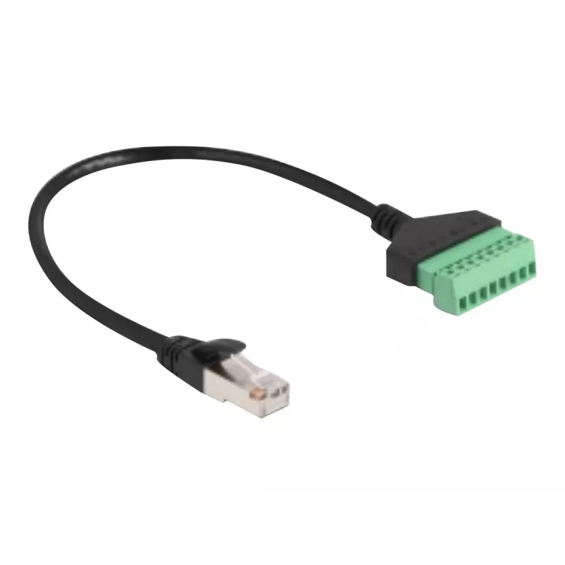 DeLOCK RJ45-Kabel Cat.6 Stecker auf Klemmleistenadapter 30 cm Schwarz Grün
