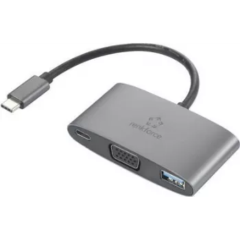 Renkforce USB-C®, VGA Adapter [1x USB-C® Stecker – 1x USB-C® Buchse (Stromversorgung), VGA-Buchse, USB 3.2 Gen 1 Buchse A (USB 3.0)] RF-HUB-151 (RF-4754992)